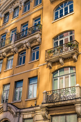 Fototapeta na wymiar Beautiful facade from ancient european style building.