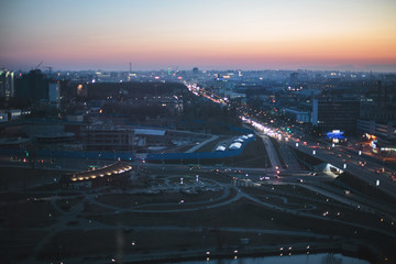 panoramic view of Minsk. kind of Minsk from the national library at night