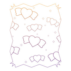 abstract frame with heart with wings pattern over white background, vector illustration