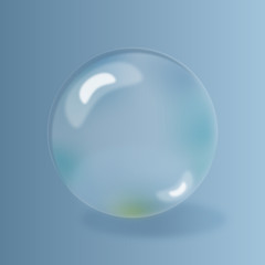 Soap Bubble Transparent Ball Blue Background Illustration