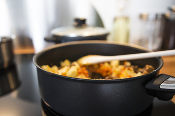 Making food in a kitchen 