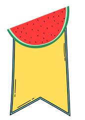 Summer themed fruity banner with watermelon slice