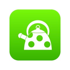 Kettle with white dots icon digital green