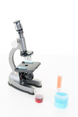 single microscope in science laboratory for analyze biology