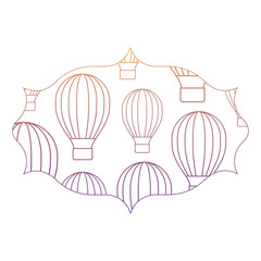 arabic frame with hot air balloons pattern over white background, vector illustration