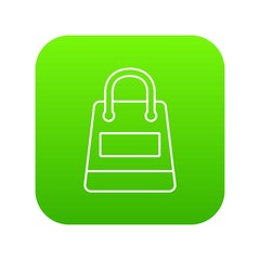Shopping bag icon green vector