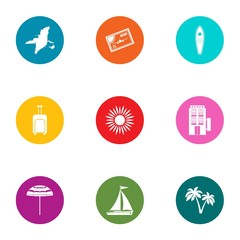 Recipient country icons set, flat style