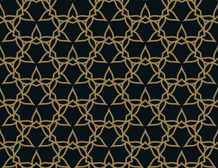 Fototapeta premium Seamless pattern. Graphic lines ornament. Floral stylish backgro