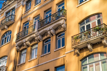 Beautiful  facade from ancient european style building.
