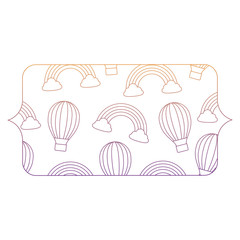 banner with rainbow and hot air balloons pattern over white background, vector illustration