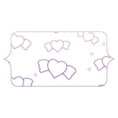 banner with heart with wings pattern over white background, vector illustration
