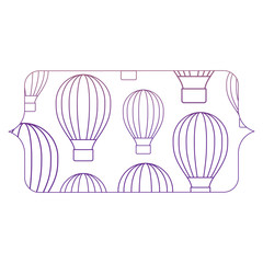 banner with hot air balloons pattern over white background, vector illustration