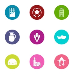 Euroway icons set, flat style