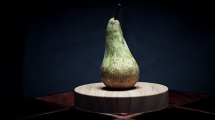 4K Abstract Levitation Platform with Pear on Black Background - Powered by Adobe