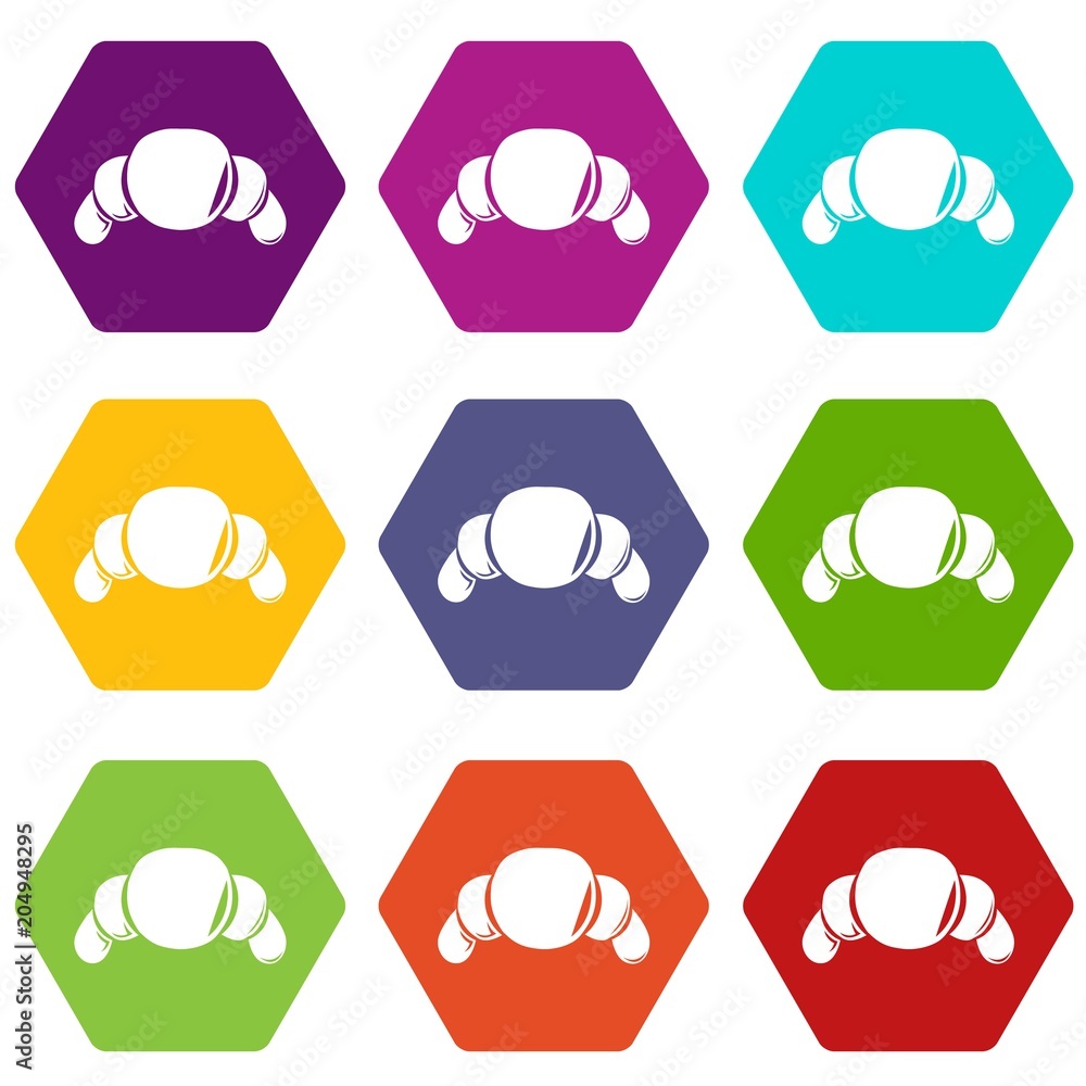 Poster croissant icons set 9 vector