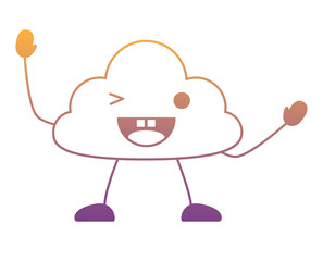 kawaii cloud wiking an eye over white background, colorful design.  vector illustration