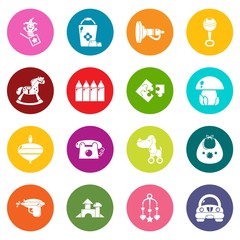 Fototapeta premium Kindergarten icons set colorful circles vector