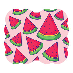 decorative frame with watermelons pattern over white background, vector illustration