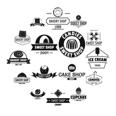 Bakery sweets logo icons set, simple style