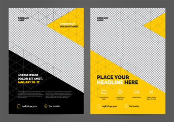 Geometry yellow Brochure Layout template, cover design background, annual reports. Can be adapt to Annual Report, Poster, Flyer, Banner.