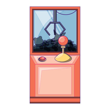 claw arcade machine icon over white background, vector illustration
