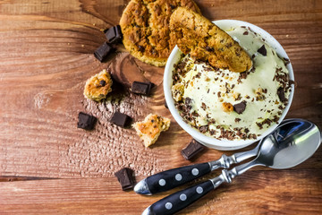 Ceramic bowl of banana ice cream dessert