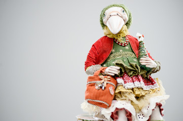 Porcelain clay bird white christmas jacket doll