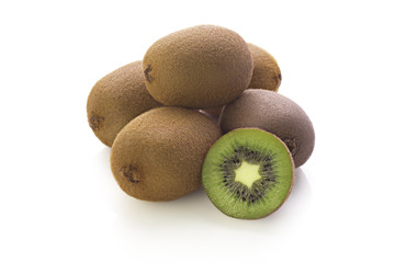 Group of kiwi fruit isolated on white background