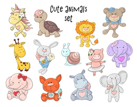Vector illustration of cute animals set