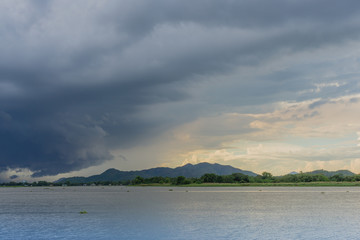 Before the rain fell in the quiet atmosphere on the river.