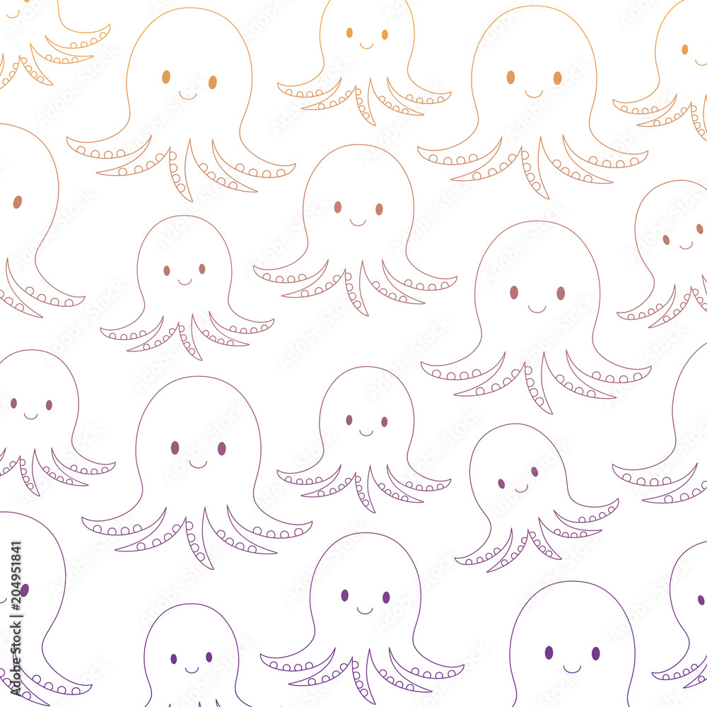 Poster background of cute octopus pattern, vector illustration