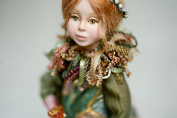 Porcelain clay blonde girl flowers dress tiara