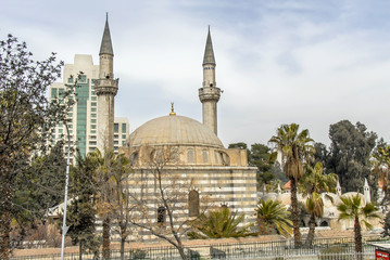 Fototapeta na wymiar Sam, Syria, 23 February 2008: Sultan Selim Mosque minarets