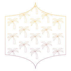Fototapeta na wymiar decorative frame with tropical palms pattern over white background, vector illustration