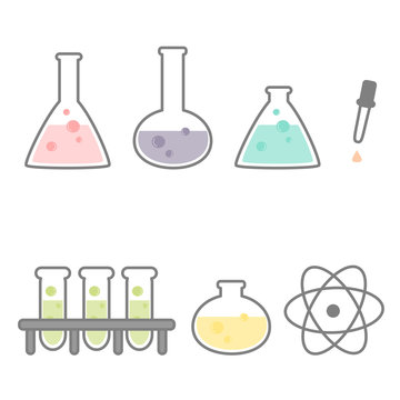 cute cartoon set of chemical vector icons