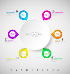 Abstract infographic template with bubbles and steps for your own text.