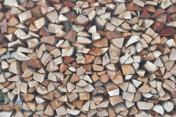 Wood pile near country house