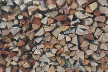 Wood pile near country house