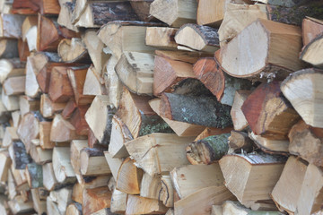 Wood pile near country house