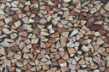 Wood pile near country house