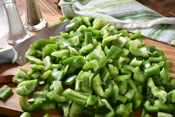 Diced green bell peppers