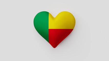 Corazón bandera Benín. 3D