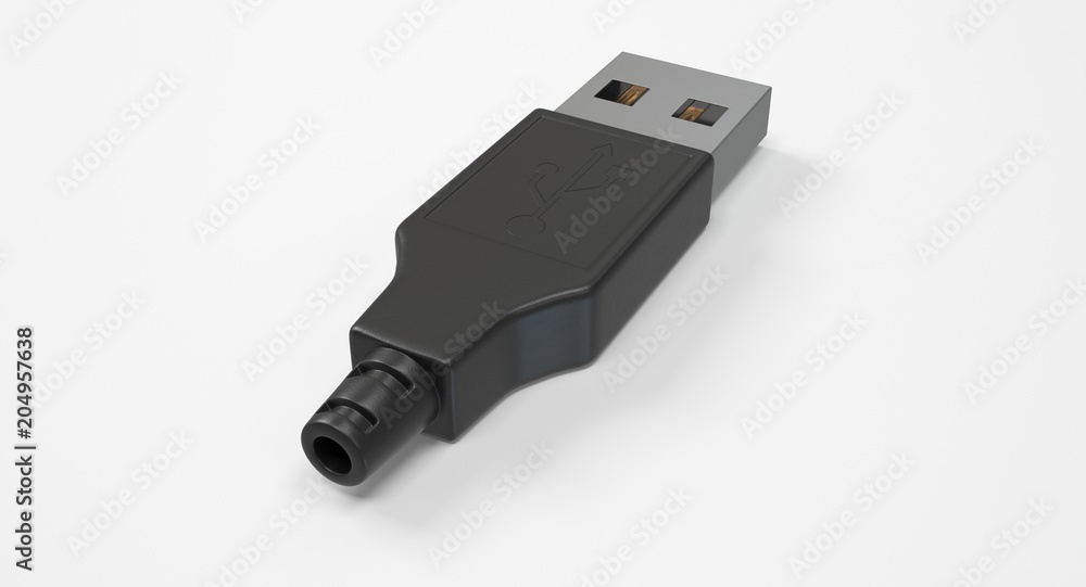 Poster 3d rendering - usb plug type-a connector isolated on white background.