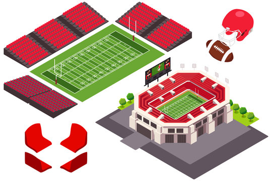 Isometric View of Football Stadium Illustration