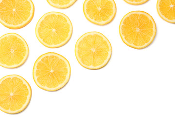 healthy food. sliced lemon isolated on white background top view