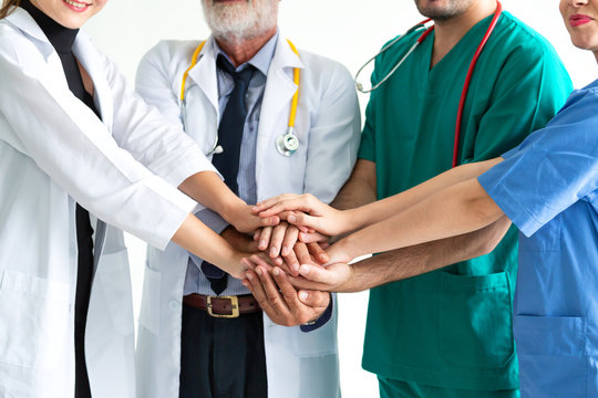 Teamwork doctor on white background
