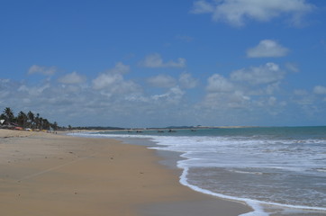 Fototapeta na wymiar Endless sandy beach, Cumbuco, Brazil