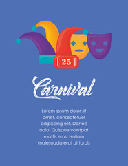 Infographic of carnival concept with related icons over blue background, colorful design. vector illustration