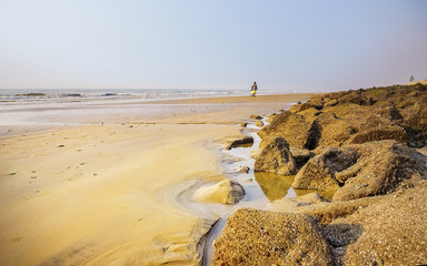 The Beach  with Silhouette of east cost India at the Sunrise in a clear morning Spring time. FEB...
