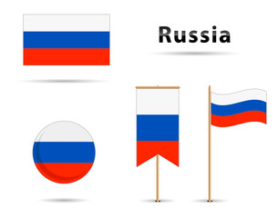 Set of Russian flags in different shapes